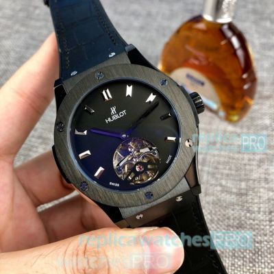 AAA Copy Hublot Geneve All Black 45 MM Watch For Sale